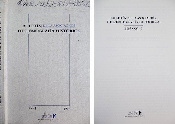 Boletin de la Asociación de Demografía Histórica. 1997, XV-I. (José …