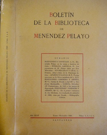 Boletín de la Biblioteca Menendez Pelayo. (Año XLIV, Números 1 …