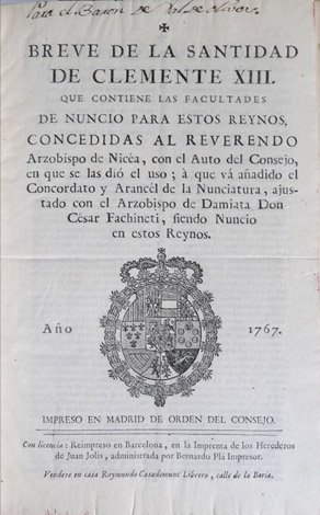 Breve de la Santidad de Clemente XIII que contiene las … | Immagine principale