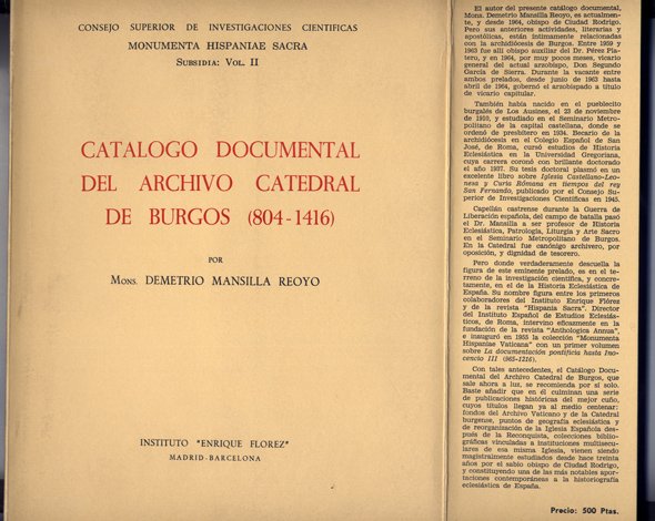 Catálogo Documental del Archivo Catedral de Burgos (804-1416).