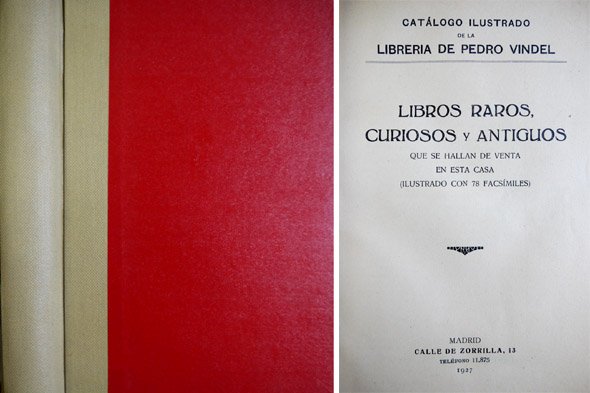 Catálogo Ilustrado de la Librería de Pedro Vindel. Libros Raros, … | Immagine principale