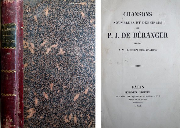 Chansons Nouvelles et Dernières, dédiées a M. Lucien Bonaparte.