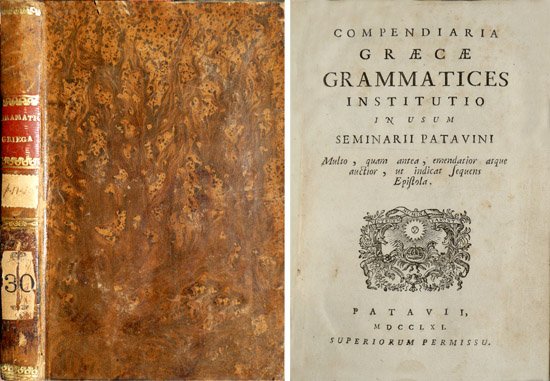 Compendiaria Graecae Grammatices Institutio in usum Seminarii Patavini.