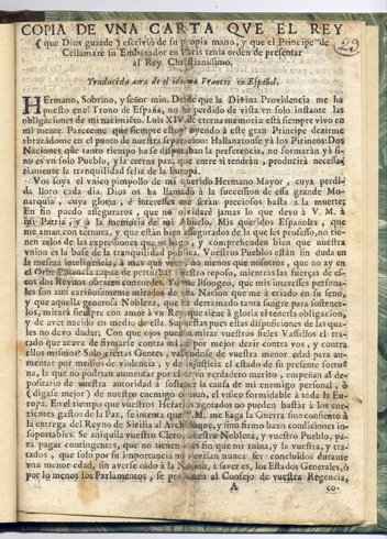 Copia de una carta, que el Rey escrivió de su … | Immagine principale