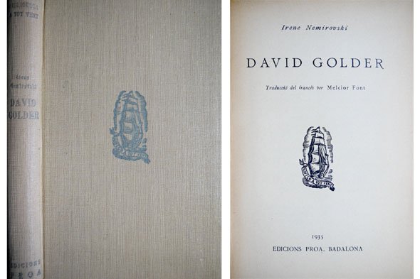 David Golder. Traducció del francés al catalán por Melcior Font.