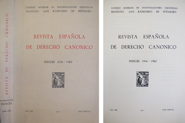 de la Revista Española de Derecho Canónico. Número especial. Indices …