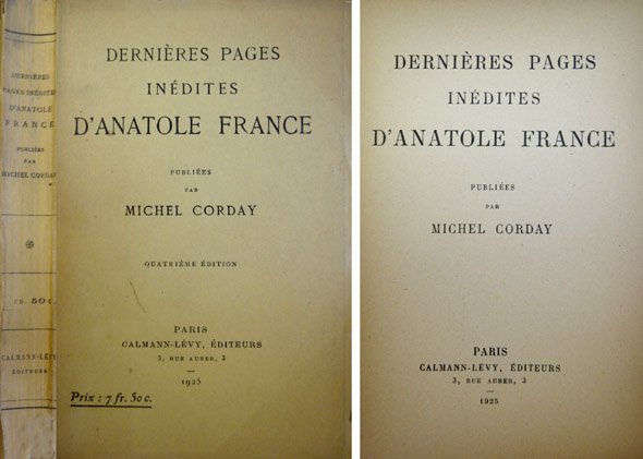 Dernières pages inédites d'Anatole France.