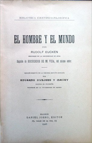 El Hombre y el Mundo. Traducción de Eduardo Ovejero y …