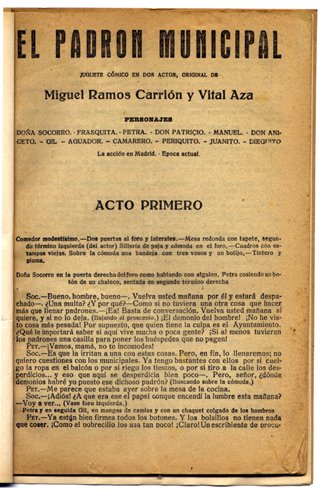 El padrón municipal. Juguete cómico en dos actos.