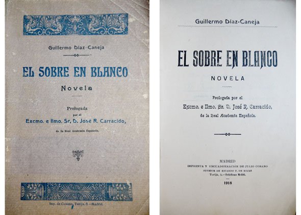 El sobre en blanco. Novela. Prólogo de José Rodríguez Carracido.