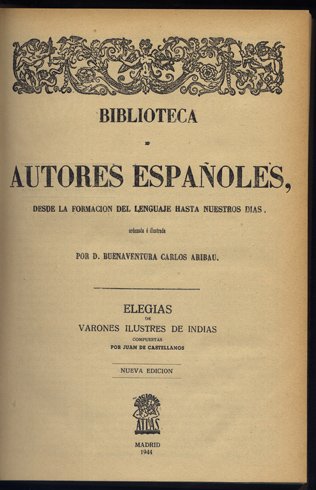 Elegías de Varones Ilustres de Indias.