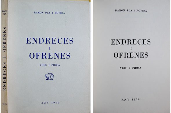 Endeces i ofrenes. Vers i prosa. Pòrtic de Jaume Coste.