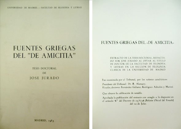 Fuentes griegas del 'De Amicitia'.Extracto de la Tesis Doctoral de.