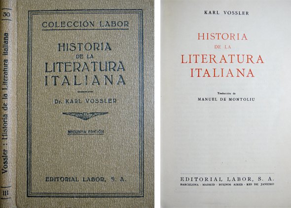 Historia de la Literatura Italiana. Traducción de Manuel de Montoliu.
