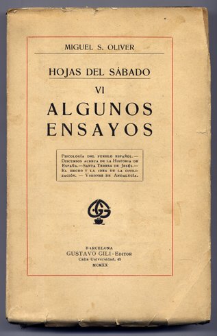 Hojas del Sábado, VI: Algunos ensayos. [Psicología del pueblo español; …