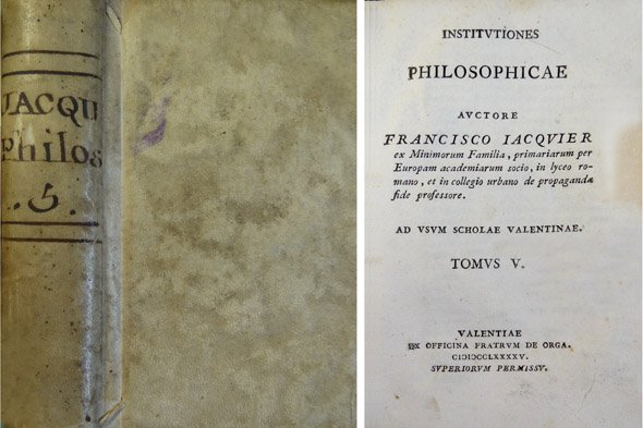 Institutiones Philosophicae ad usum Scholae Valentinae. Tomus V: Physica Particularis.
