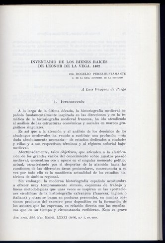 Inventario de los bienes raices de Leonor de la Vega. …