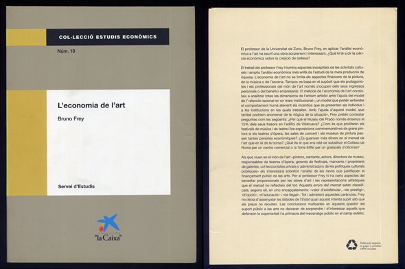 L'Economia de l'Art. [Arts & Economics. Analysis & Cultural Policy]. …