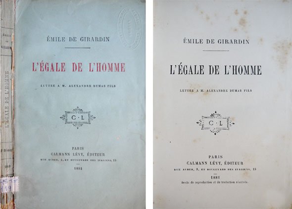 L'Égale de l'Homme. Lettre a M. Alexandre Dumas fils.