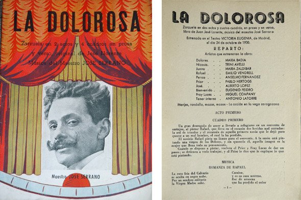 La Dolorosa. Zarzuela en dos actos.