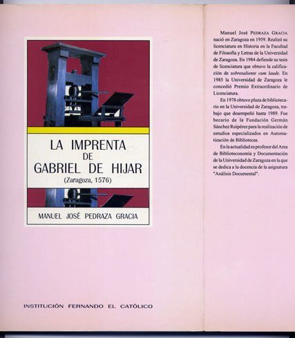 La Imprenta de Gabriel de Híjar, Zaragoza, 1576.