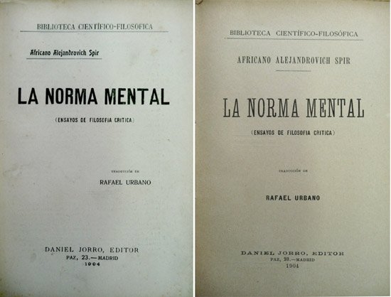 La norma mental. Ensayos de filosofía crítica. Traducción y Prólogo …