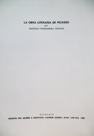 La obra literaria de Picasso.