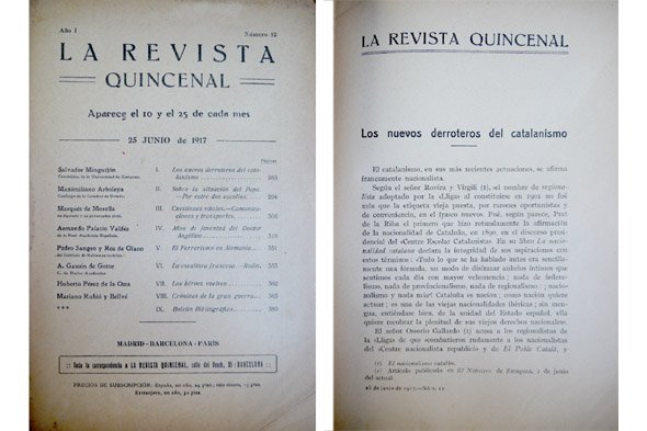 La Revista Quincenal. Año I. Número 12. Junio 1917. [Salvador …