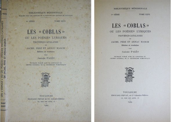 Les "Coblas" ou les Poésies Lyriques Provenço-Catalanes de Pere, Jacme …