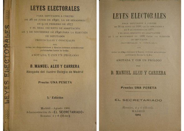 Leyes Electorales para Diputados a Cortes de 26 de Junio …