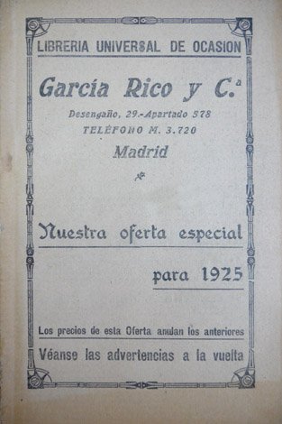 Librería universal de ocasión García Rico y Cº. Nuestra oferta …