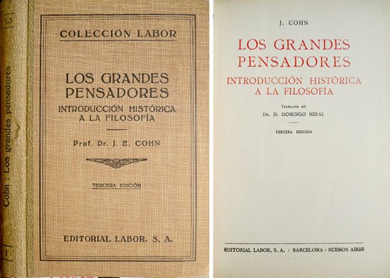 Los grandes pensadores. Introducción histórica a la Filosofía. Traducción del …