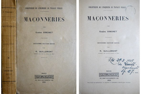 Maçonneries. Deuxième édition revue par R. Guillemont, Ingénieur des Travaux …