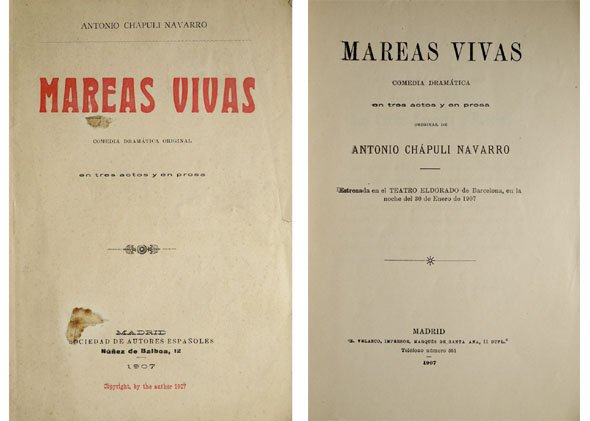 Mareas vivas. Comedia dramática en tres actos.