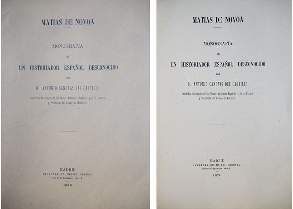 Matias de Novoa. Monografía de un historiador español desconocido.