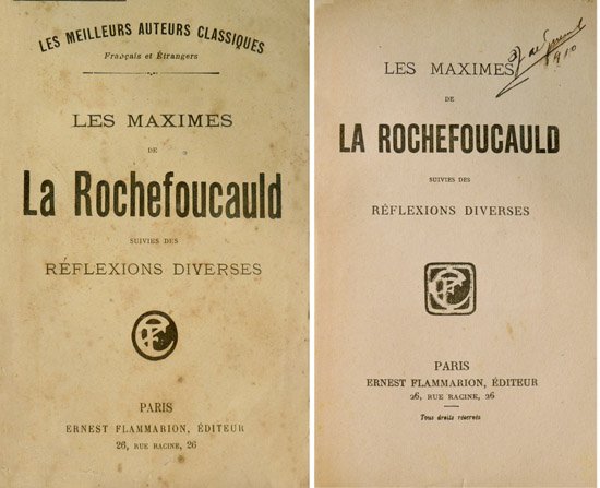 Maximes. Réflexions diverses. Prólogo de J.-F. Thénard. [Seguido de:] Portrait …