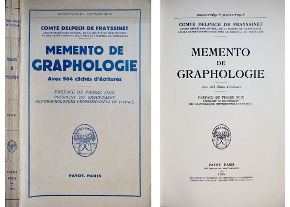 Memento de Graphologie. Préface de Pierre Foix.