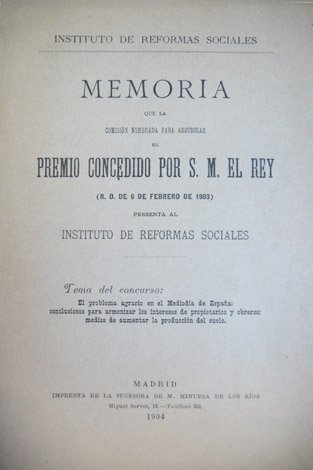 Memoria que la Comisión nombrada para adjudicar el Premio concedido …