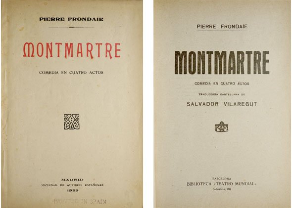 Montmartre. Comedia en cuatro actos. Traducción castellana de Salvador Vilaregut.