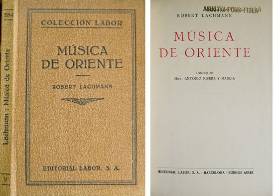 Música de Oriente. Traducción de Antonio Ribera y Maneja.