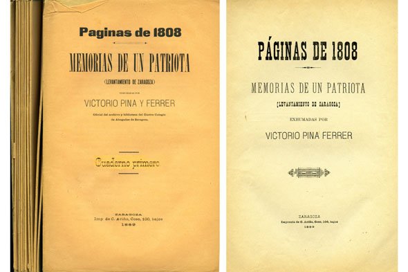 Páginas de 1808. Memorias de un patriota. (Levantamiento de Zaragoza). …