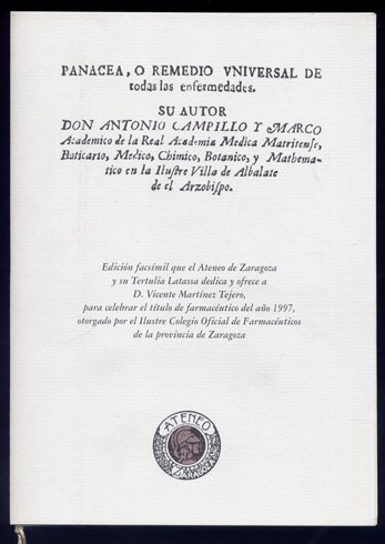 Panacea, o Remedio Universal de todas las enfermedades. Edición facsímil … | Immagine principale