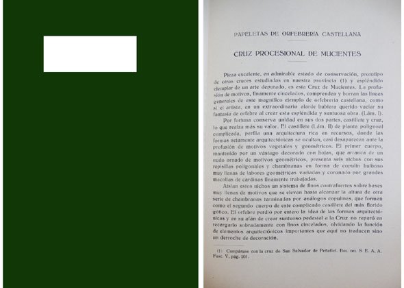 Papeletas de orfebrería castellana. Cruz procesional de Mucientes. [Extraido de: …