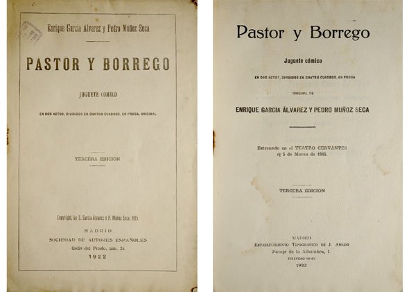Pastor y Borrego. Juguete cómico en dos actos.