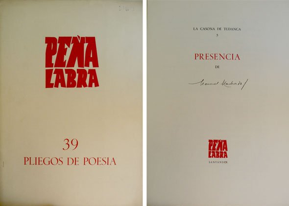 Peña Labra. Pliegos de Poesía. Número 39. ("Presencia" de Manuel …