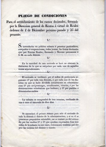 Pliego de Condiciones para el arrendamiento de los Ramos Decimales, …