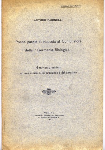 Poche parole di risposta al Compilatore della "Germania Filologica". Contributo …