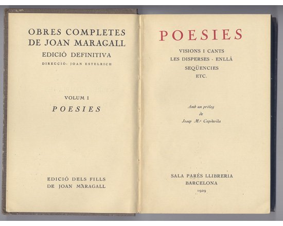 Poesíes. Amb un pròleg de Josep Maria Capdevila. | Immagine principale