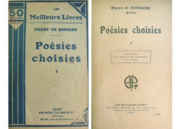 Poésies choisies. [I: Les Odes. Les Amours de Cassandre. Les …