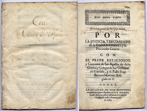 Por la Justicia y Regimiento de la Ciudad de Salamanca …